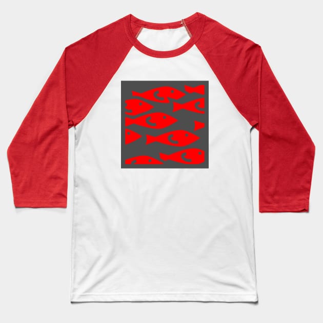 fish fiso red Baseball T-Shirt by dablohotaka